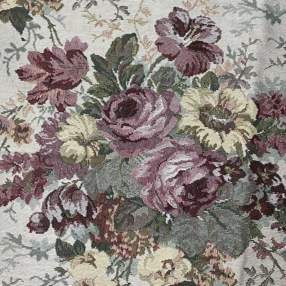 Roses Colonial Floral Jacquard Tapestry Upholstery 1 yrd  Fabric NEW  VTG - Picture 9 of 12